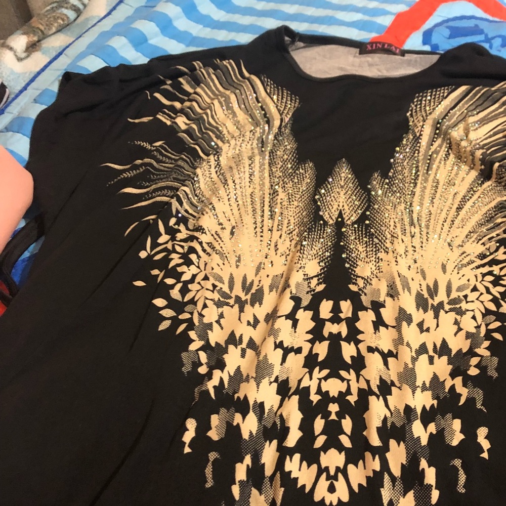 Brand New Top-Tan and Black with beading